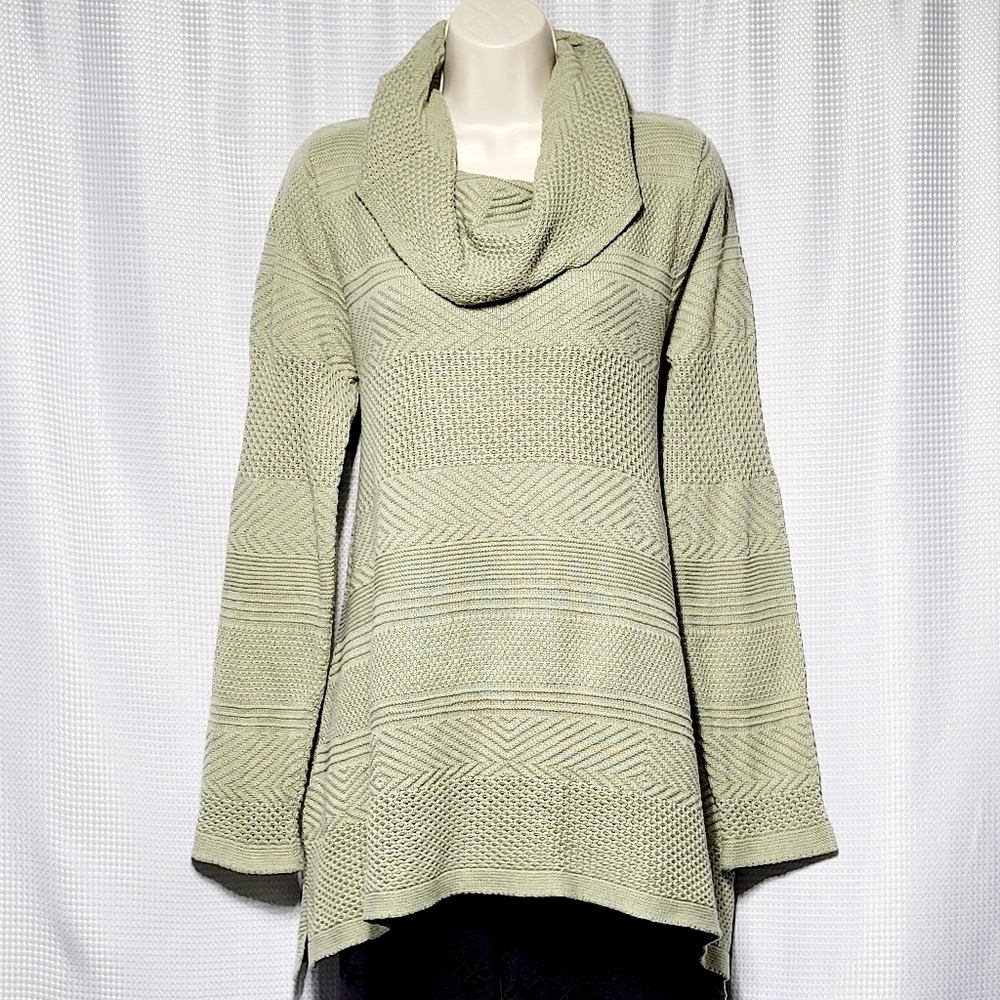 Vintage 888 Sage Cowl Neck 100% Cotton Knit Sweater Women's (M)